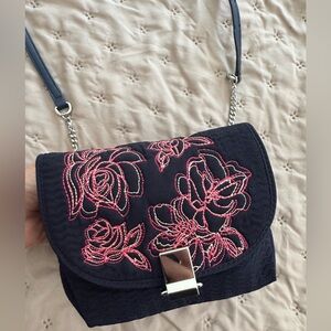 Vera Bradley navy Crossbody with Roses stitching